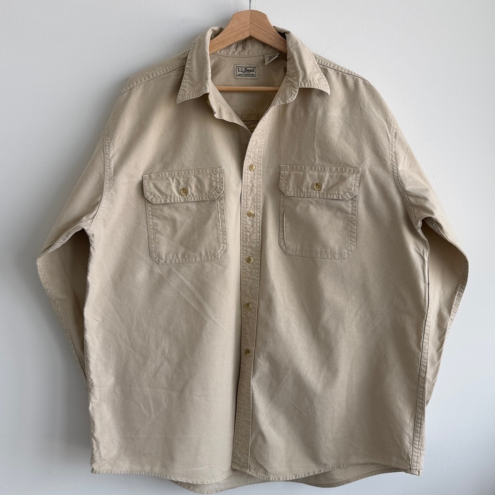 L.L. Bean Tan Casual Button Down Shirt